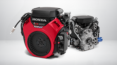 Front and back shots of V twin series engine